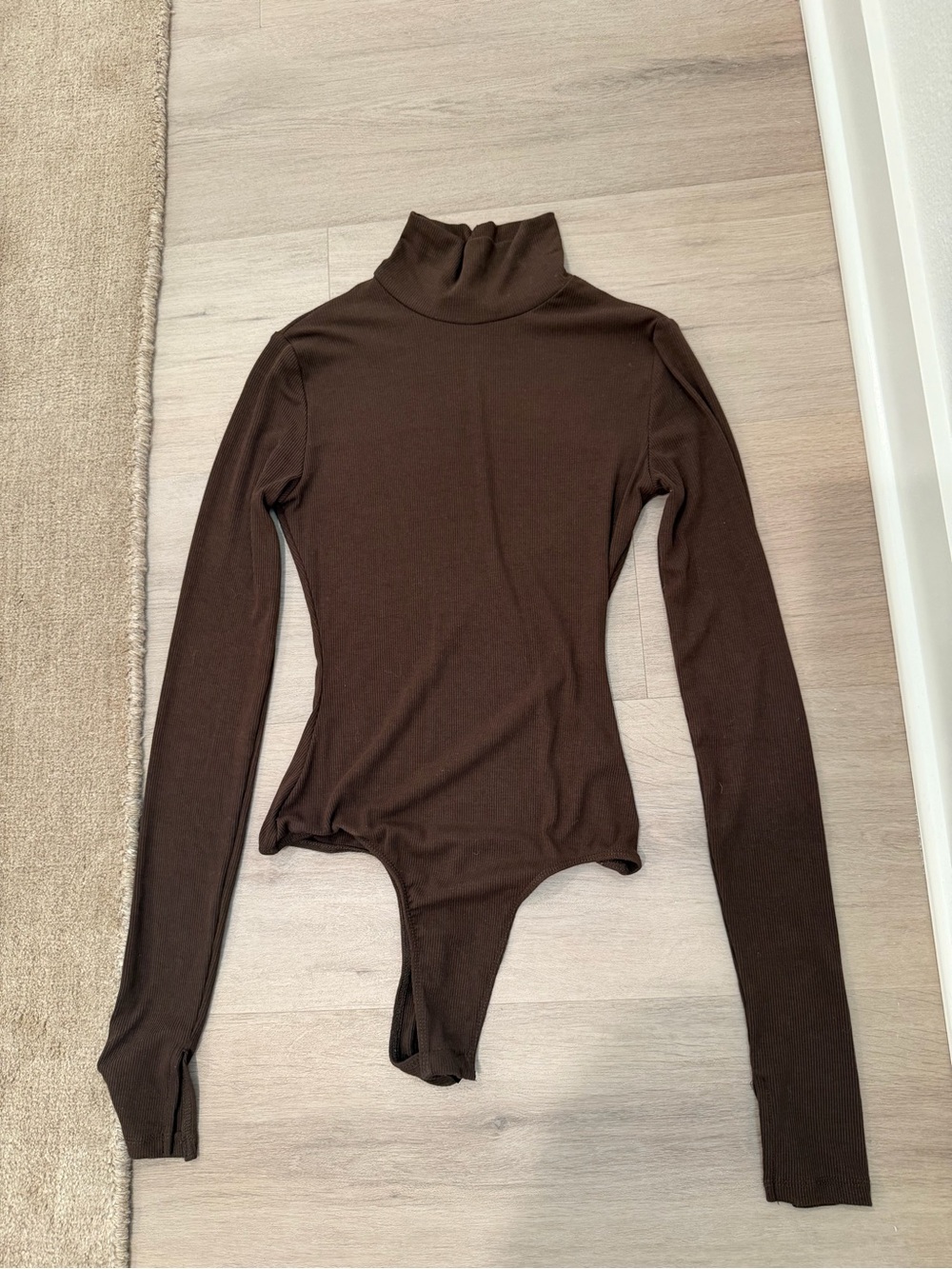 WeWoreWhat Chocolate Brown Ribbed Turtleneck Bodysuit - Picture 6 of 6